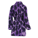 Purple And Black Cheetah Print Women's Bathrobe