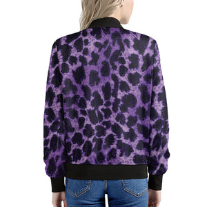 Purple And Black Cheetah Print Women's Bomber Jacket