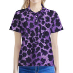 Purple And Black Cheetah Print Women's Polo Shirt