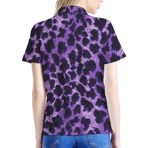 Purple And Black Cheetah Print Women's Polo Shirt