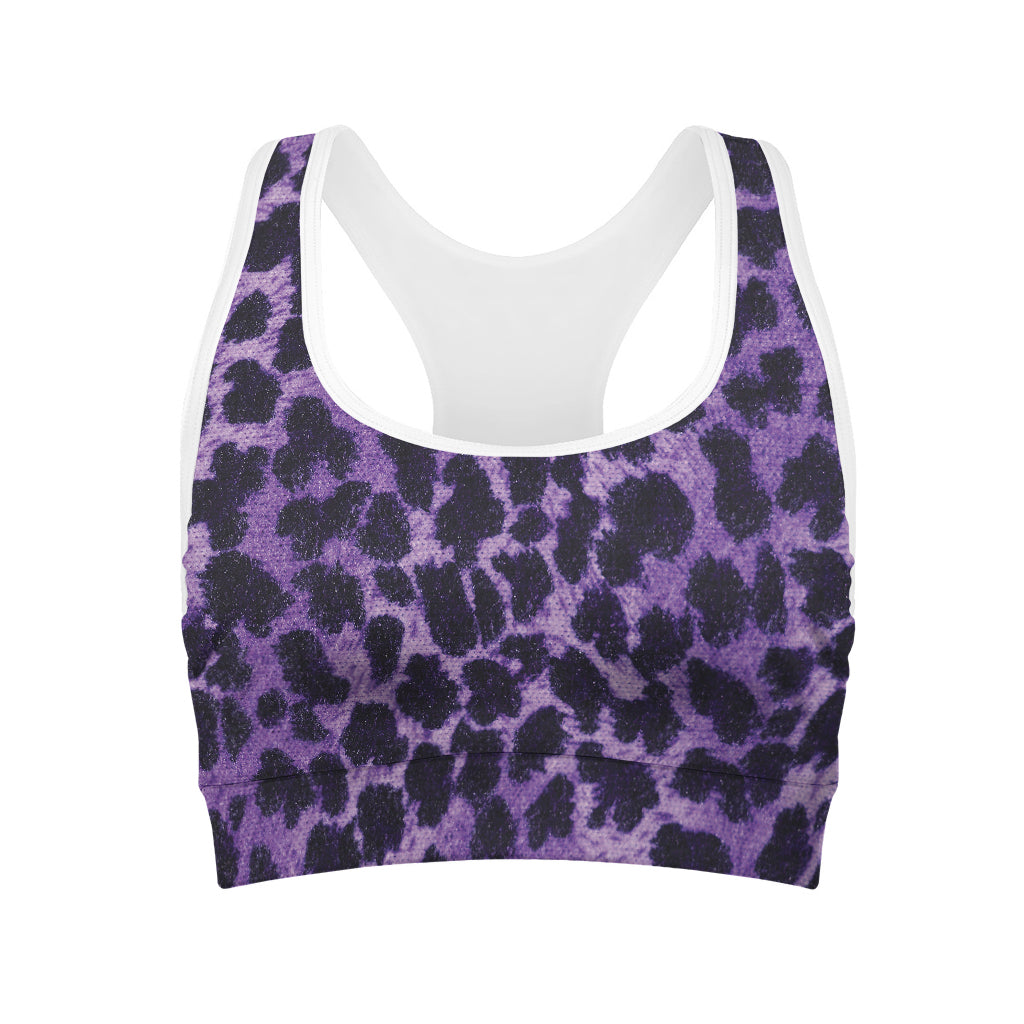 Purple And Black Cheetah Print Women's Sports Bra