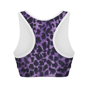 Purple And Black Cheetah Print Women's Sports Bra