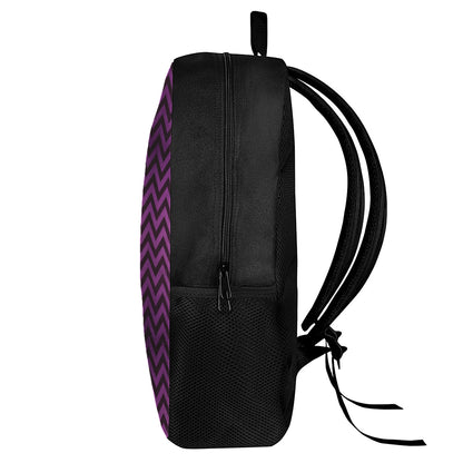 Purple And Black Chevron Pattern Print 17 Inch Backpack