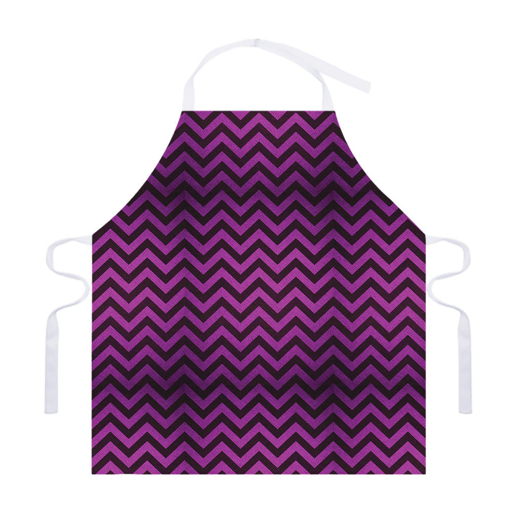 Purple And Black Chevron Pattern Print Adjustable Apron