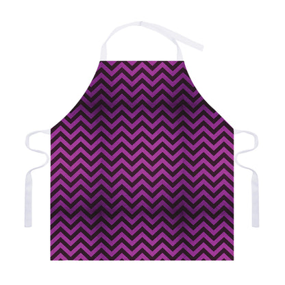Purple And Black Chevron Pattern Print Adjustable Apron