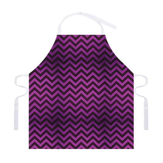 Purple And Black Chevron Pattern Print Adjustable Apron