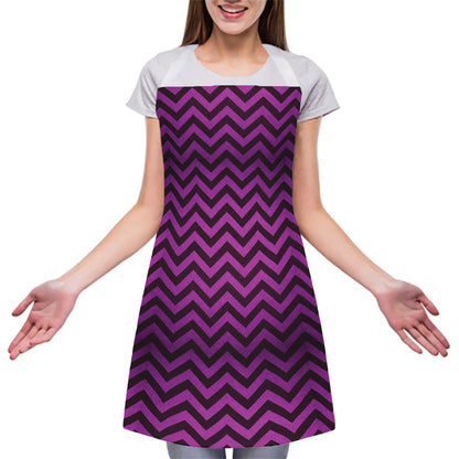 Purple And Black Chevron Pattern Print Adjustable Apron