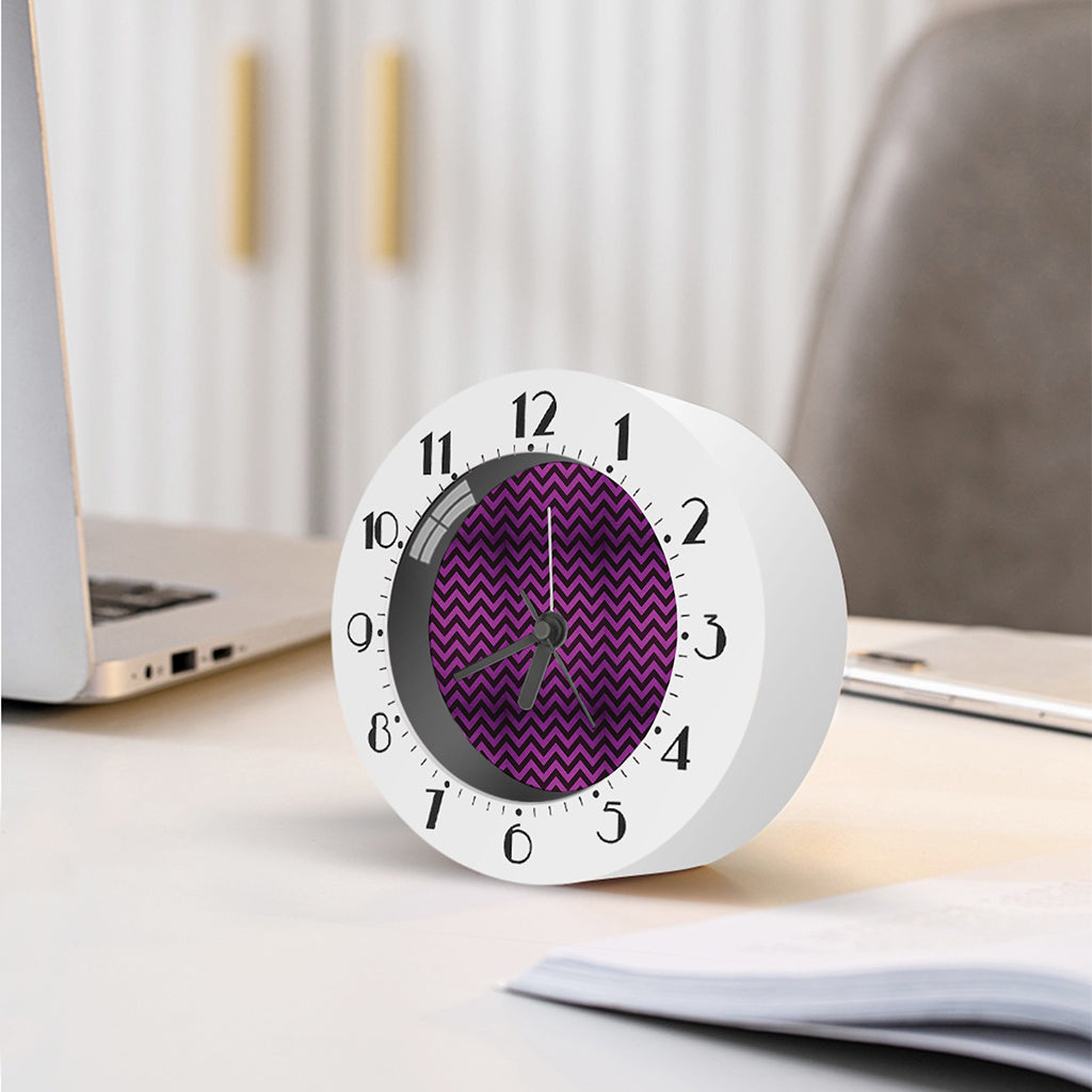 Purple And Black Chevron Pattern Print Alarm Clock