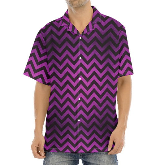 Purple And Black Chevron Pattern Print Aloha Shirt