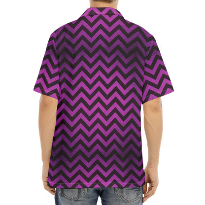 Purple And Black Chevron Pattern Print Aloha Shirt