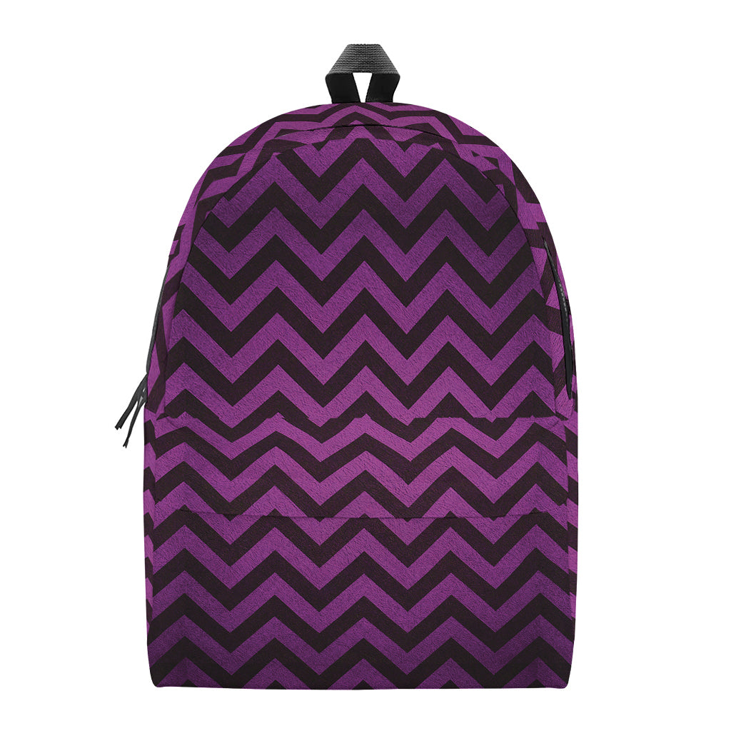Purple And Black Chevron Pattern Print Backpack