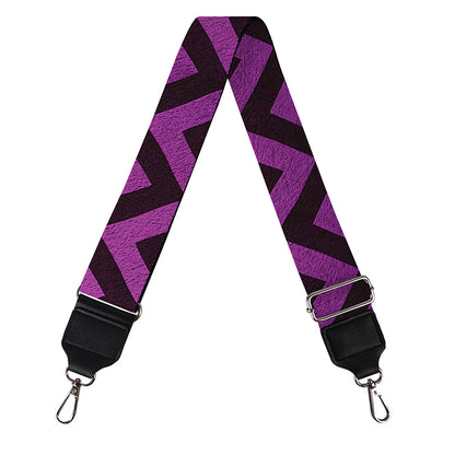 Purple And Black Chevron Pattern Print Bag Strap