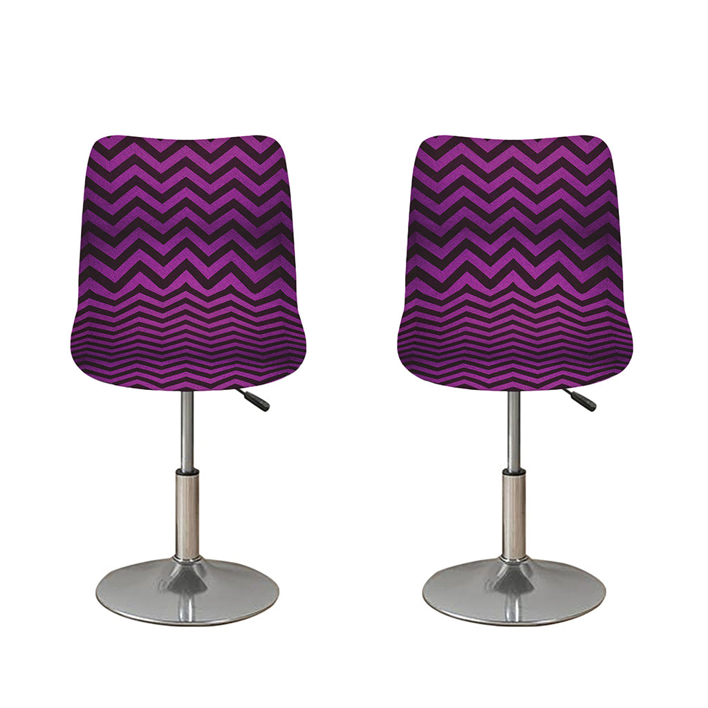 Purple And Black Chevron Pattern Print Bar Stool Covers