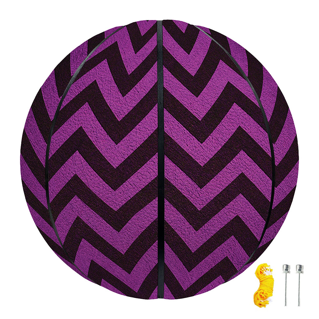 Purple And Black Chevron Pattern Print Basketball