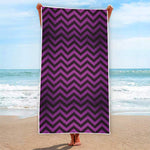 Purple And Black Chevron Pattern Print Beach Towel