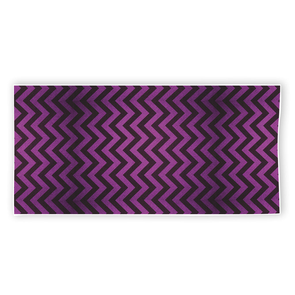 Purple And Black Chevron Pattern Print Beach Towel
