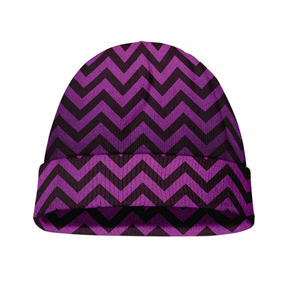 Purple And Black Chevron Pattern Print Beanie