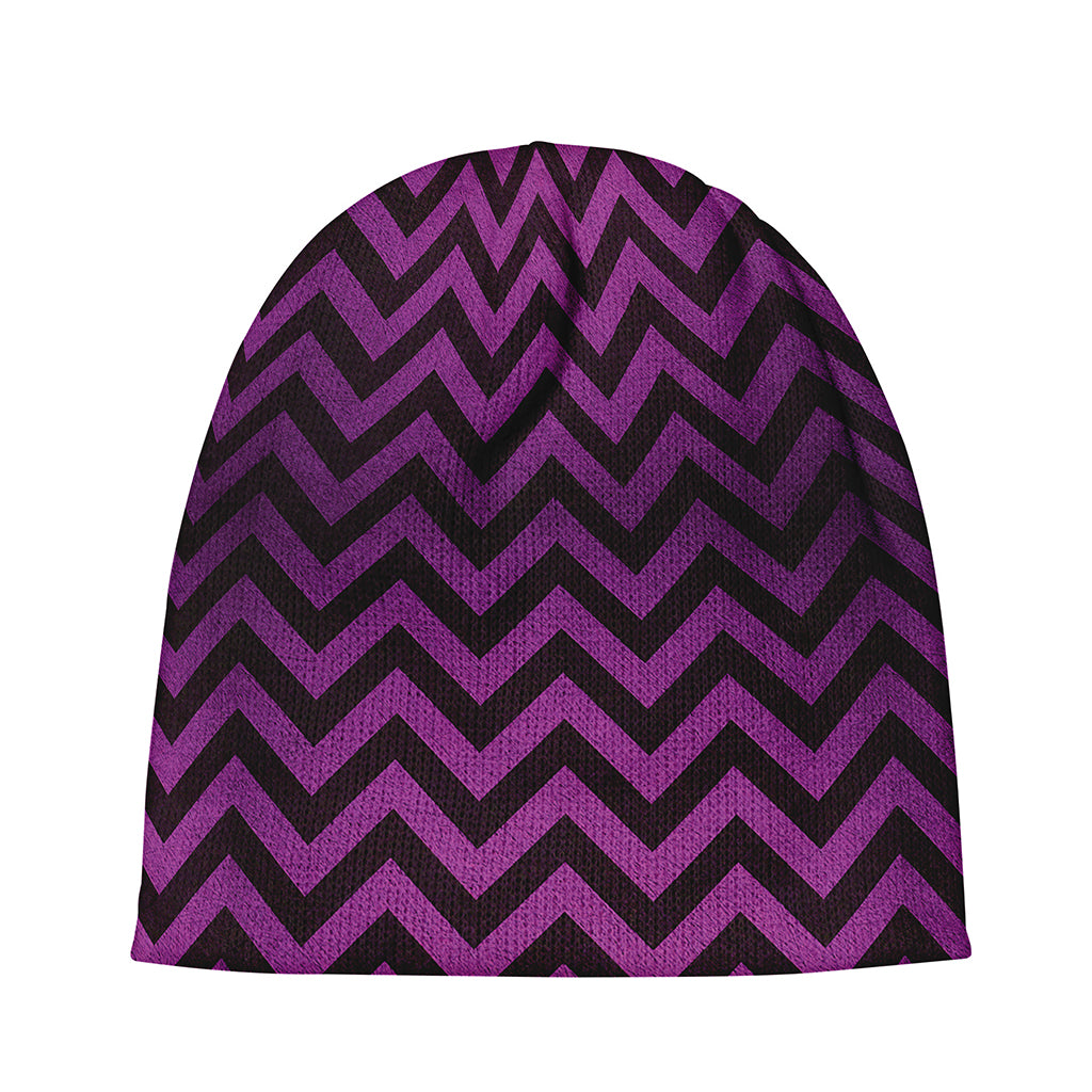 Purple And Black Chevron Pattern Print Beanie