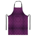 Purple And Black Chevron Pattern Print Bib Apron With Pocket