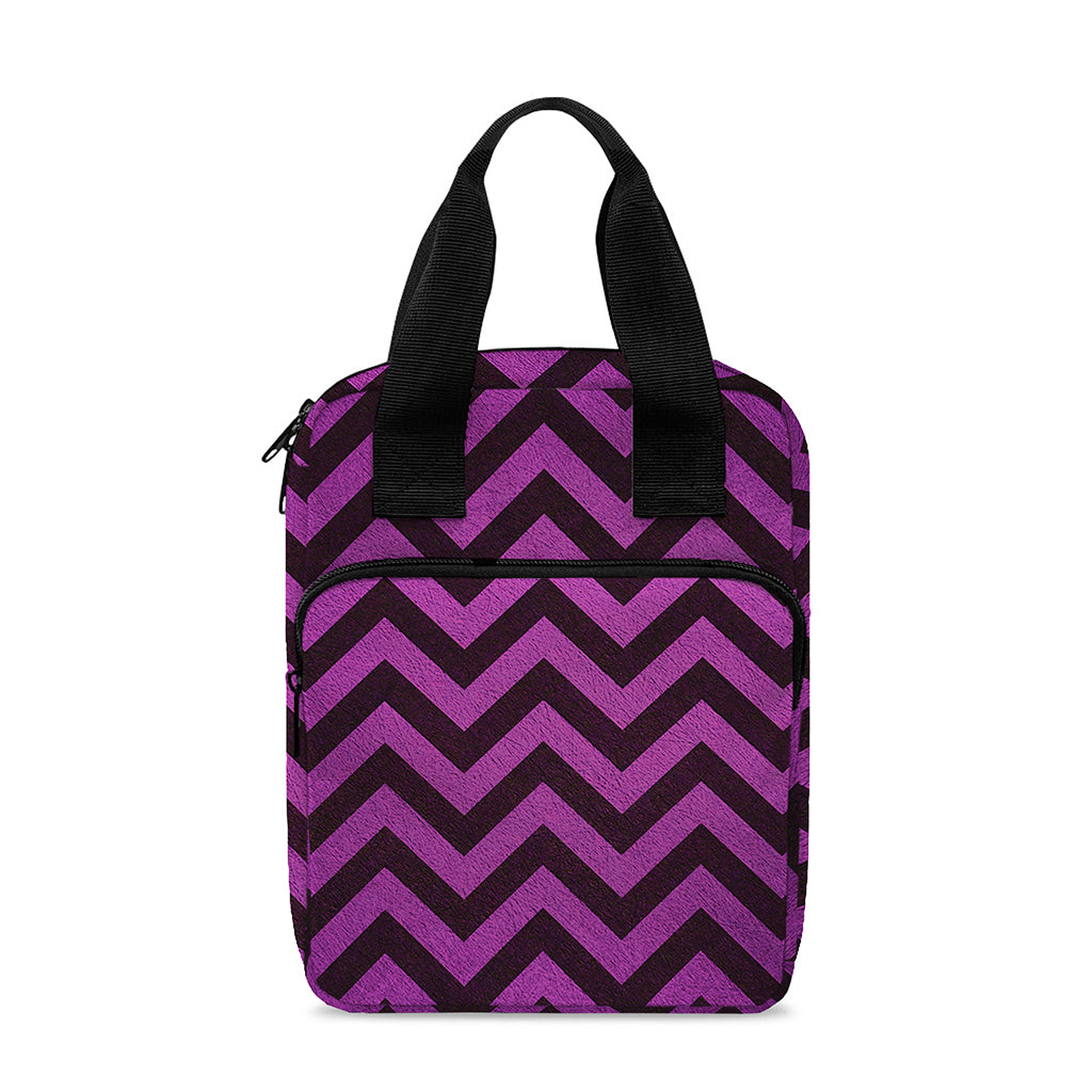 Purple And Black Chevron Pattern Print Bible Tote Bag