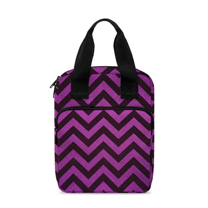Purple And Black Chevron Pattern Print Bible Tote Bag
