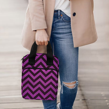 Purple And Black Chevron Pattern Print Bible Tote Bag