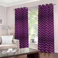 Purple And Black Chevron Pattern Print Dimout Grommet Curtains