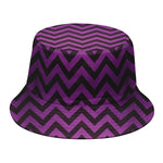 Purple And Black Chevron Pattern Print Bucket Hat
