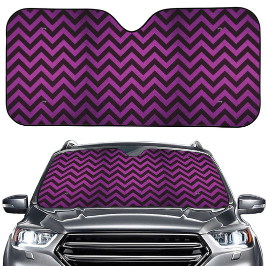 Purple And Black Chevron Pattern Print Car Windshield Sun Shade