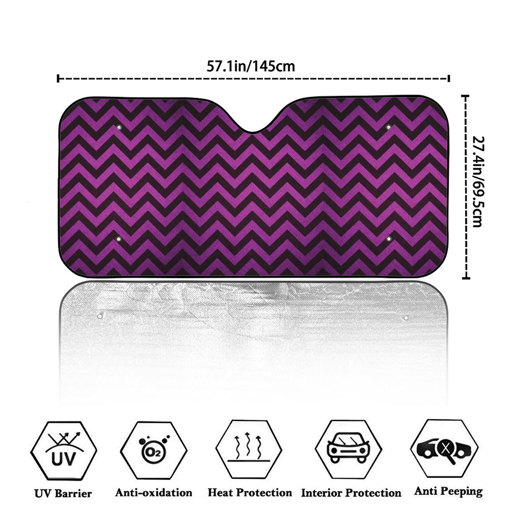 Purple And Black Chevron Pattern Print Car Windshield Sun Shade