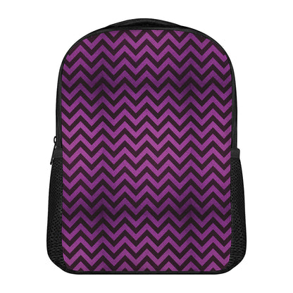 Purple And Black Chevron Pattern Print Casual Backpack