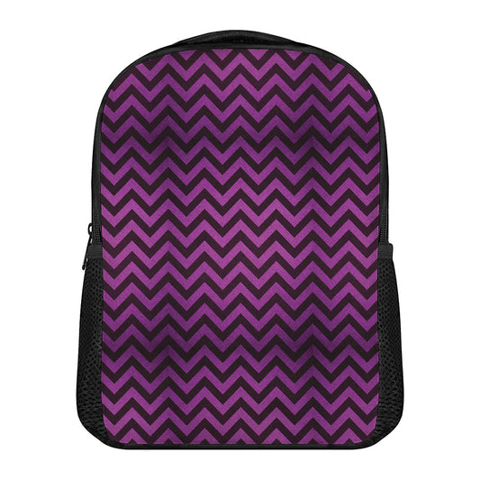 Purple And Black Chevron Pattern Print Casual Backpack