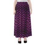 Purple And Black Chevron Pattern Print Chiffon Maxi Skirt