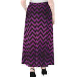 Purple And Black Chevron Pattern Print Chiffon Maxi Skirt