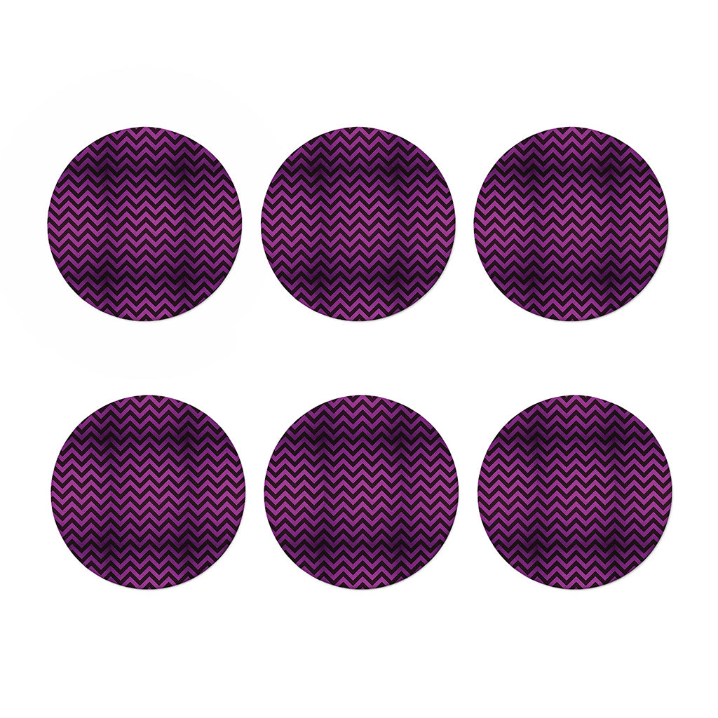 Purple And Black Chevron Pattern Print Coaster Set