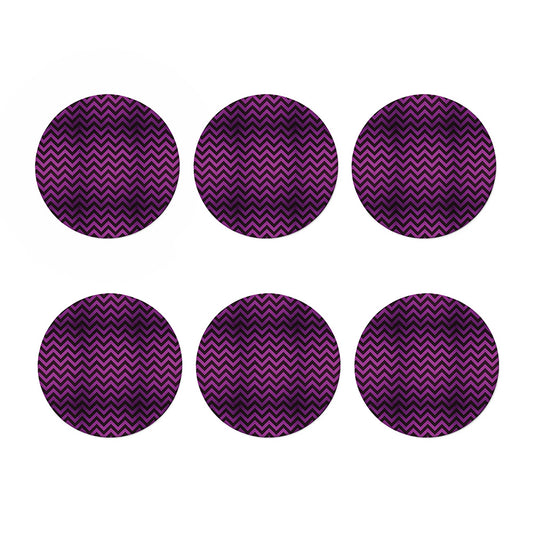 Purple And Black Chevron Pattern Print Coaster Set
