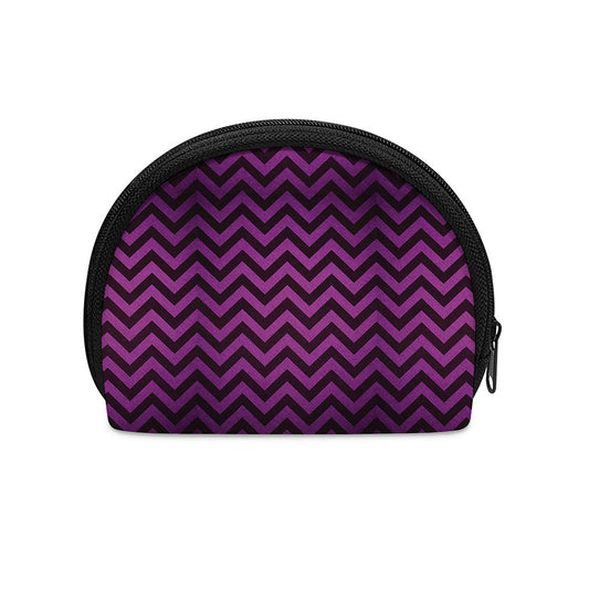 Purple And Black Chevron Pattern Print Coin Purse