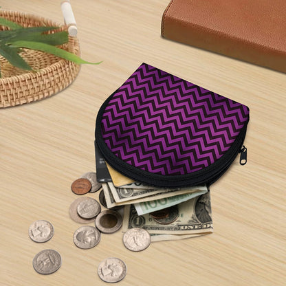 Purple And Black Chevron Pattern Print Coin Purse