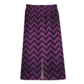 Purple And Black Chevron Pattern Print Cotton Front Slit Maxi Skirt
