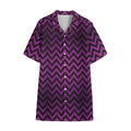 Purple And Black Chevron Pattern Print Cotton Hawaiian Shirt