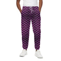 Purple And Black Chevron Pattern Print Cotton Sweatpants