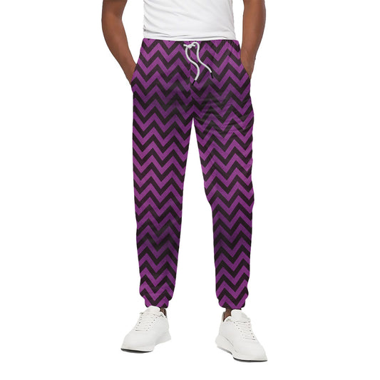 Purple And Black Chevron Pattern Print Cotton Pants