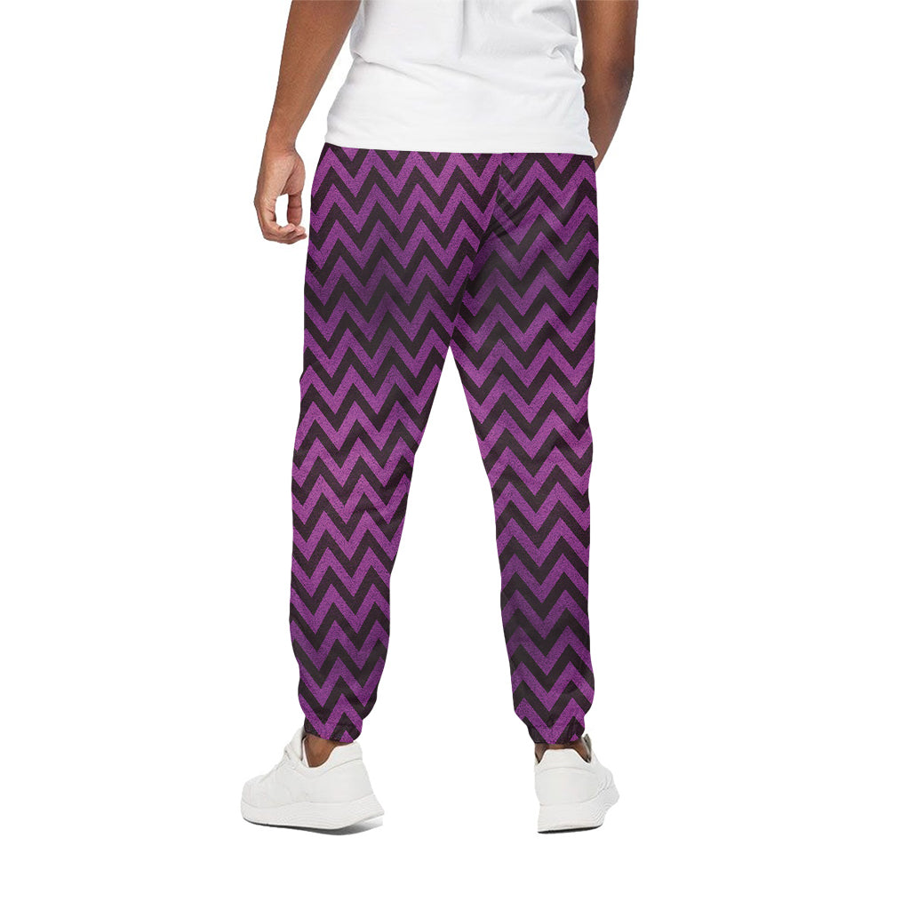 Purple And Black Chevron Pattern Print Cotton Pants
