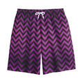 Purple And Black Chevron Pattern Print Cotton Shorts