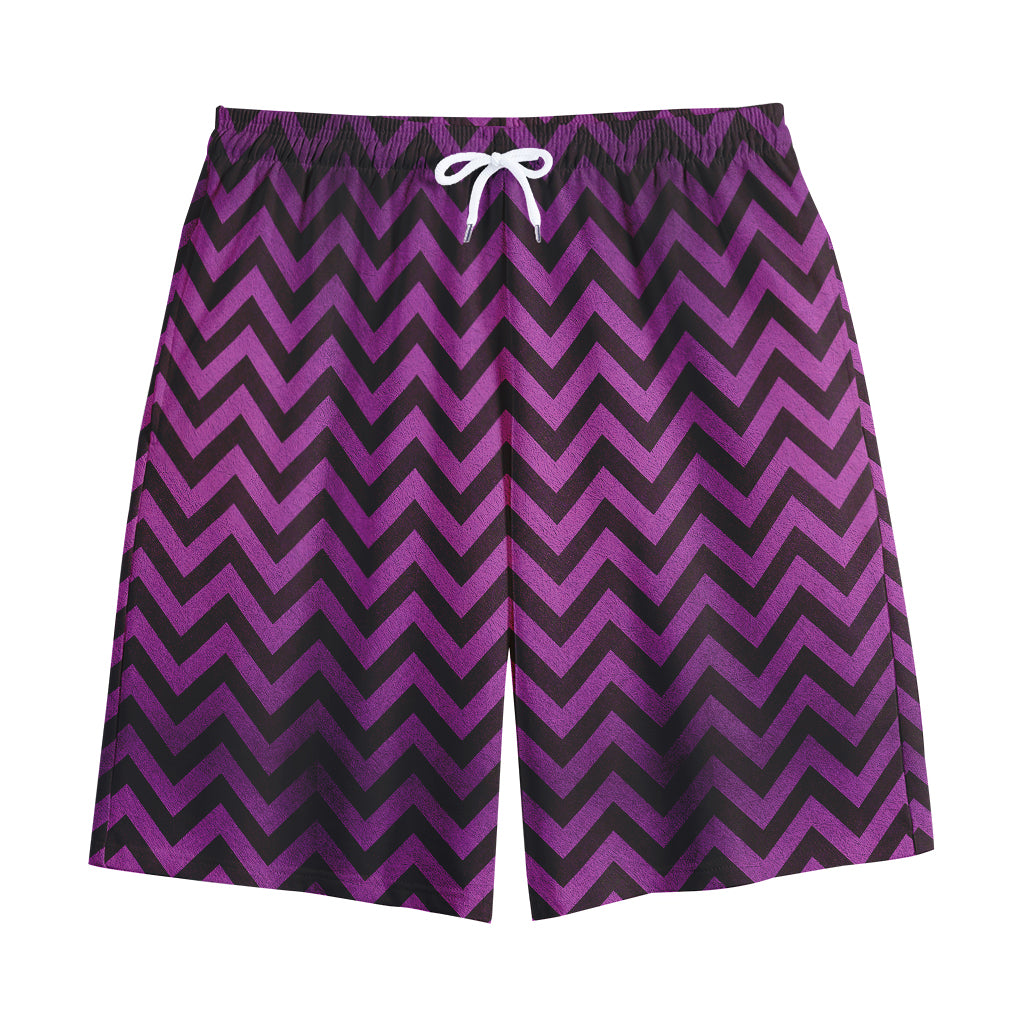 Purple And Black Chevron Pattern Print Cotton Shorts