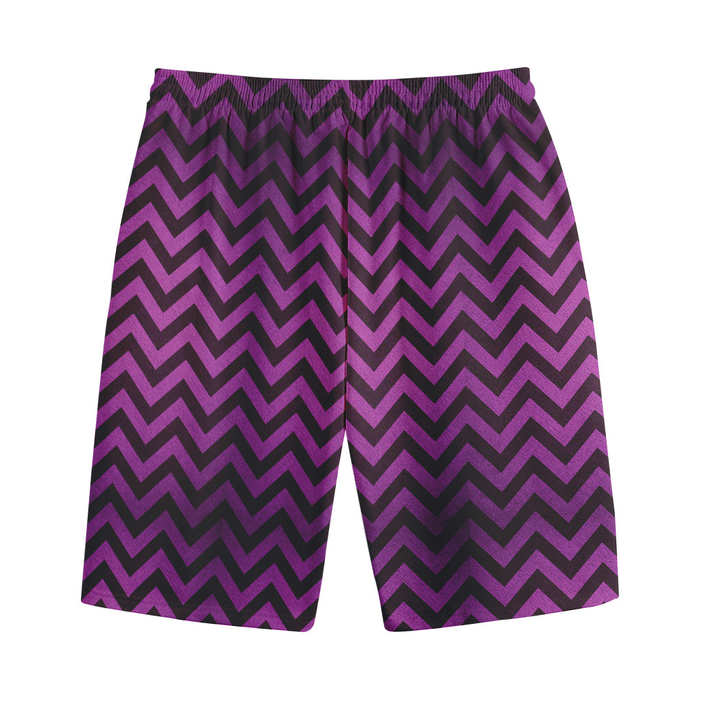 Purple And Black Chevron Pattern Print Cotton Shorts