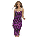 Purple And Black Chevron Pattern Print Cross Back Cami Dress