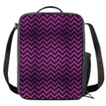 Purple And Black Chevron Pattern Print Crossbody Lunch Bag