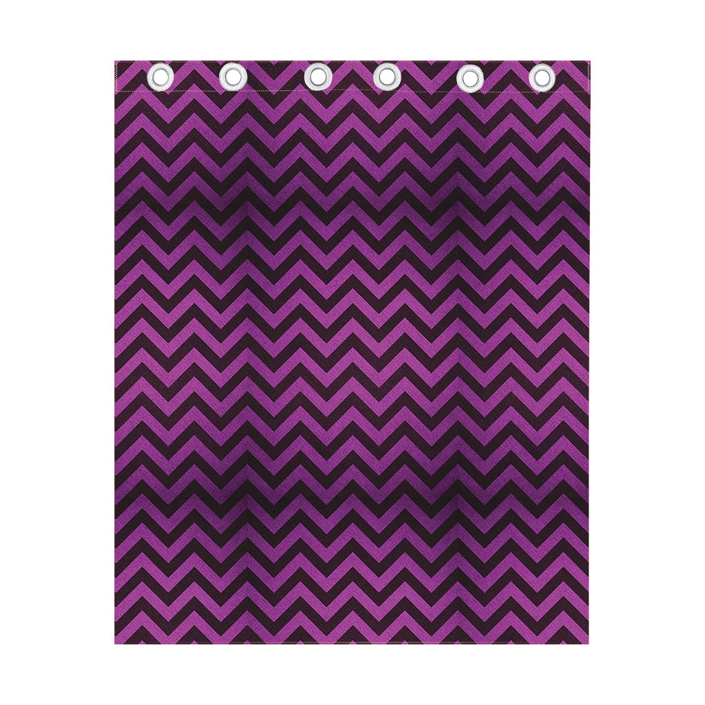 Purple And Black Chevron Pattern Print Curtain