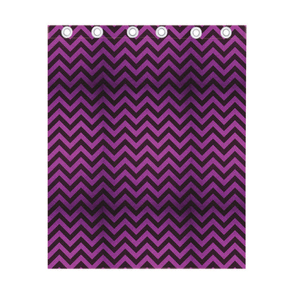 Purple And Black Chevron Pattern Print Curtain